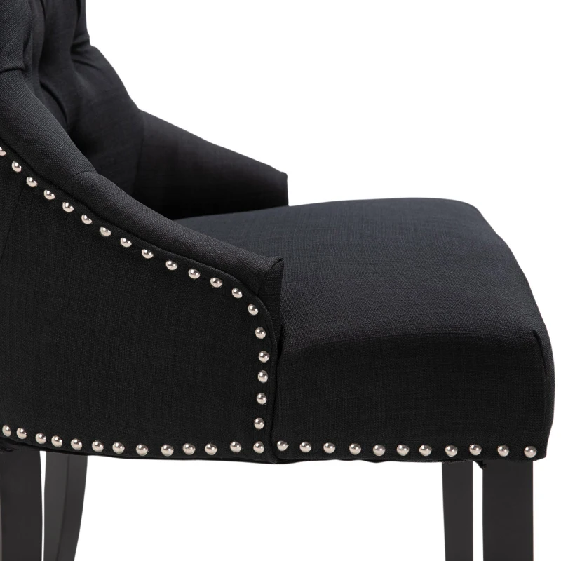 HOMCOM Dining Accent Chair Elegant Chic Home Business Linen Upholstery Wood Frame Black