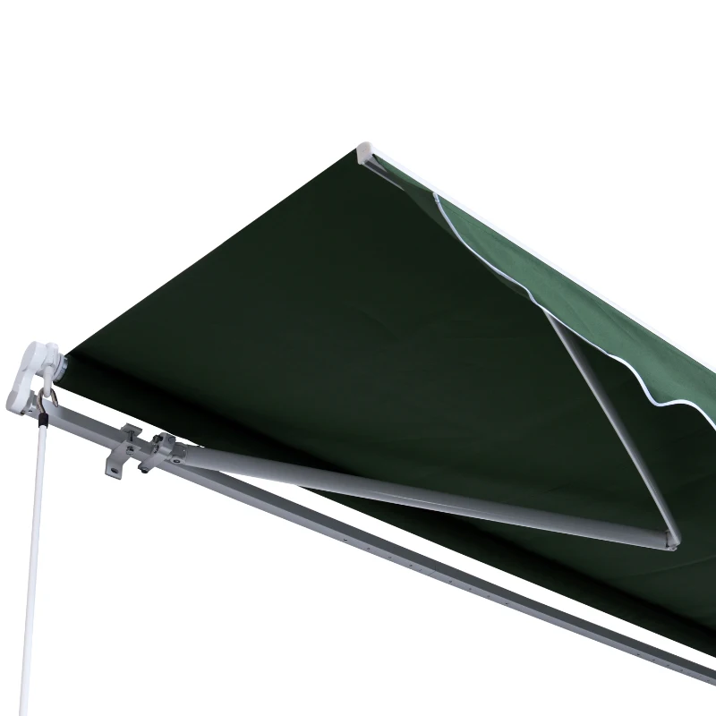 Outsunny 4M x 2.5M Garden Patio Manual Awning Canopy Sun Shade Shelter Retractable Gear Lever Winding Handle Green