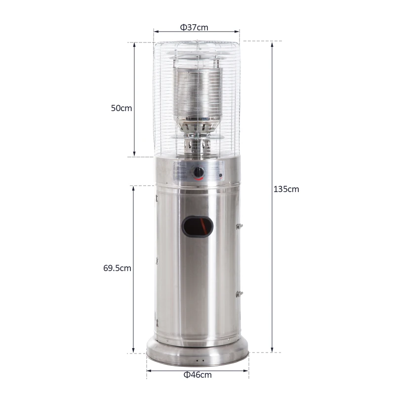 Outsunny 5-11 kw Freestanding Patio Gas Heater, 135cm Tall