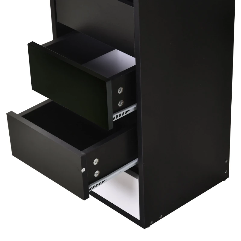 HOMCOM Elegant Dressing Table w/ Tri-Mirror 5 Drawers 2 Shelves Vanity Dresser Black