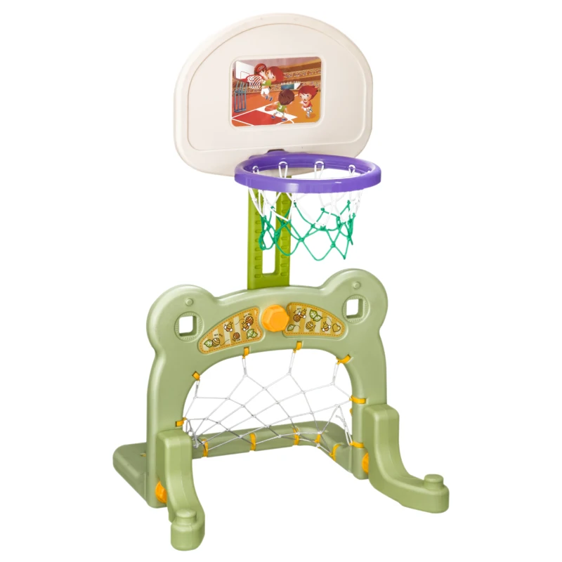 HOMCOM 2 in 1 Sport Center Kids Children Basketball Hoop Stand Football Soccer Goal Net Toddler Outdoor Indoor Fun Activity Toy Game Child Boys Gift