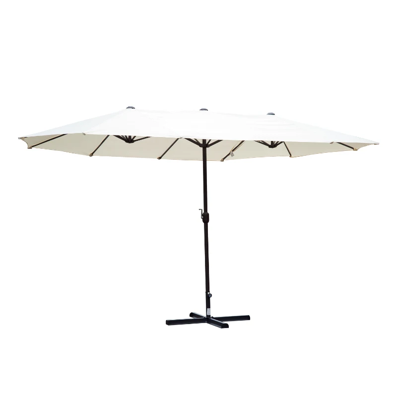 Outsunny 4.6 m Twin Parasol with Crank-Cream White