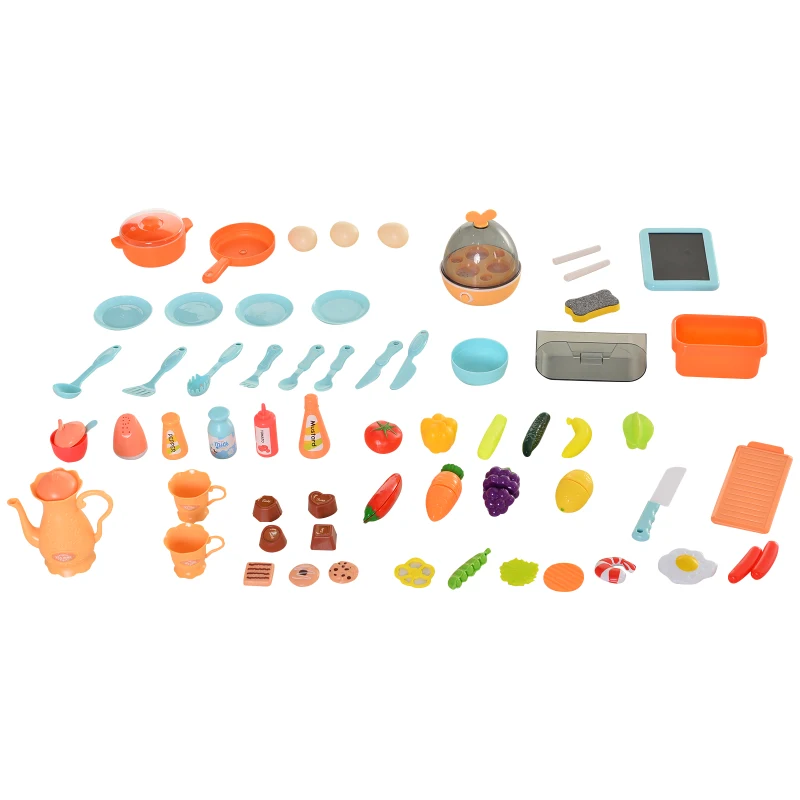 HOMCOM Kids Pretend Play Plastic Kitchen Set Blue