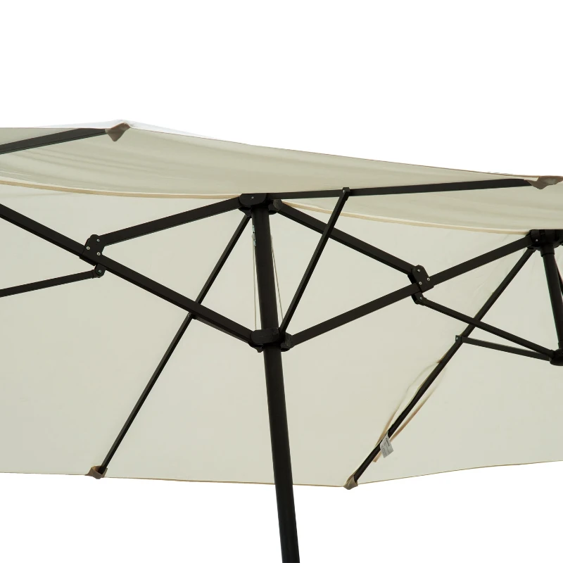 Outsunny 4.6 m Twin Parasol with Crank-Cream White