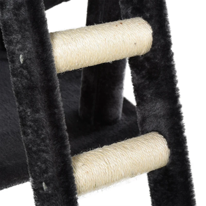PawHut 155cm Plush Cat Tree for Indoor Cats Activity Center Sisal Scratching Post Basket Hammock Perch Condo Dark Grey