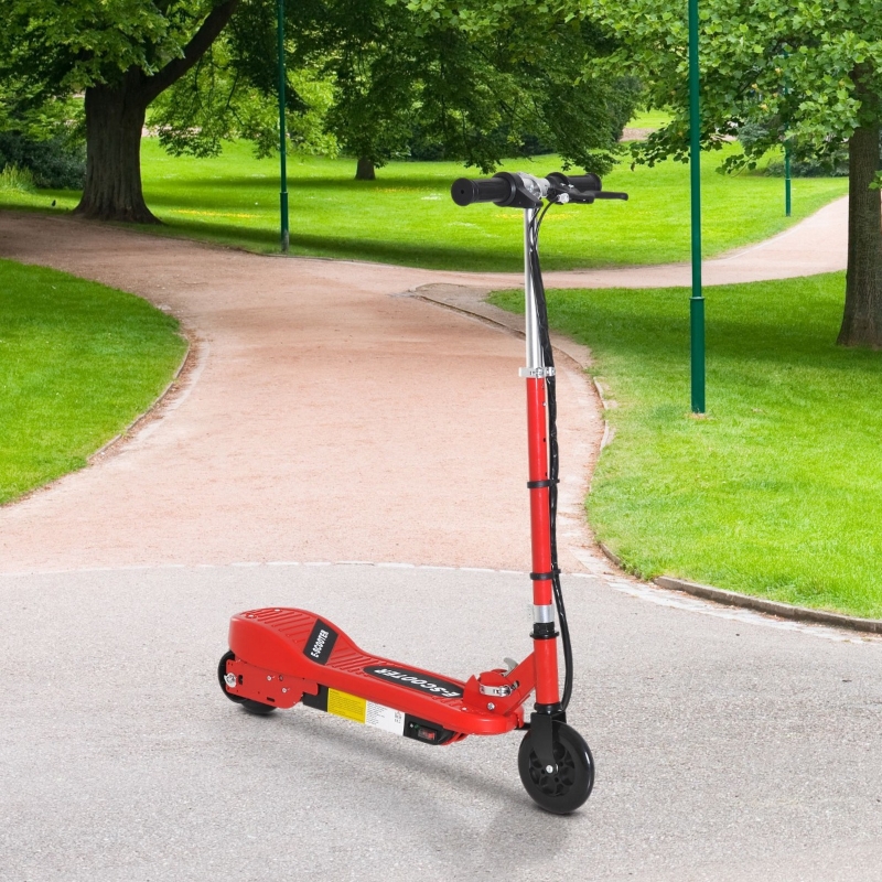 HOMCOM Folding Electric Kids Scooter Ride on Age 7-14, Red/Black