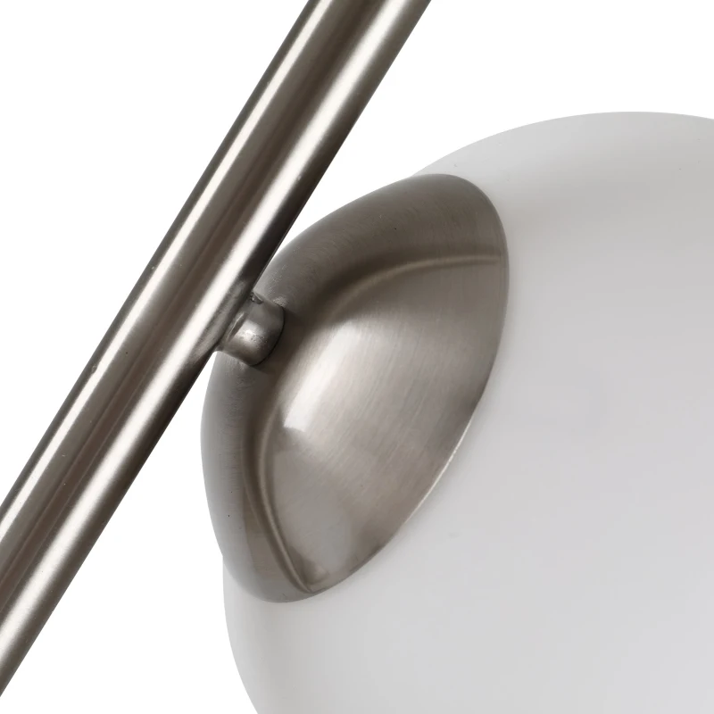 HOMCOM 2 Glass Shade Floor Lamp Metal Pole Modern Decorative w/ Floor Switch Silver