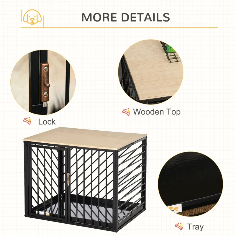 PawHut Heavy Duty Steel Dog Crate Mini Small Dog Kennel Two Doors Tray Large Top Pet Cage 61L x 44W x 49H cm