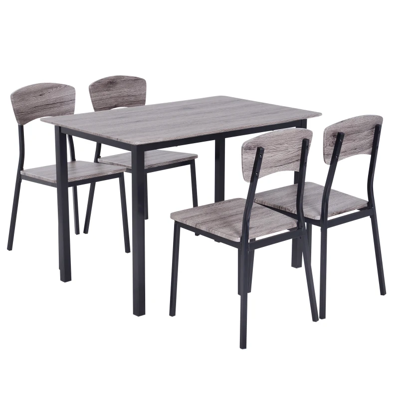 HOMCOM 5 Pcs Dining Set, MDF/Steel-Grey Colour