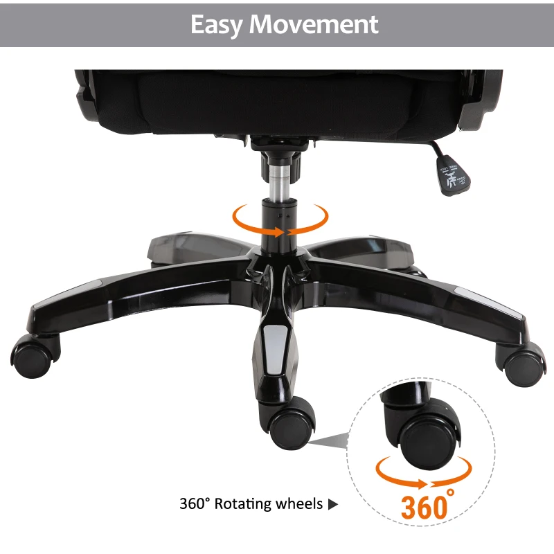 Vinsetto Racing Gaming Chair Reclining Rocker Office Swivel Adjustable Height Seat w/ Headrest, Lumbar Pillow Grey