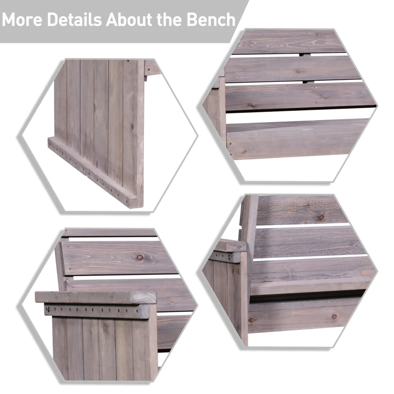 Outsunny 2-Seater Garden Double Bench Solid Fir Wood Outdoor Armrest Chair High Back Loveseat