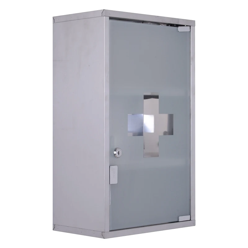 HOMCOM Stainless Steel Wall Mounted 4-Tier Medicine Cabinet Silver