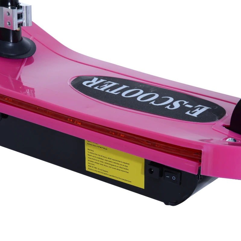 HOMCOM 120W Kids E Scooter Ride on Folding Electric Bike Children Sports Toy Height Adjustable w/2 12V Rechargeable Battery (Pink)