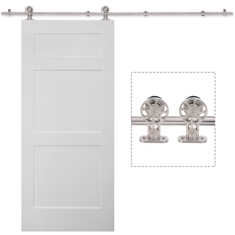 Homcom 6 6ft Sliding Barn Door Stainless Steel Hardware Kit Silver Aosom Uk Homcom 6 6ft Sliding Barn Door, Homcom 6 Sliding Barn Door Hardware Kit White