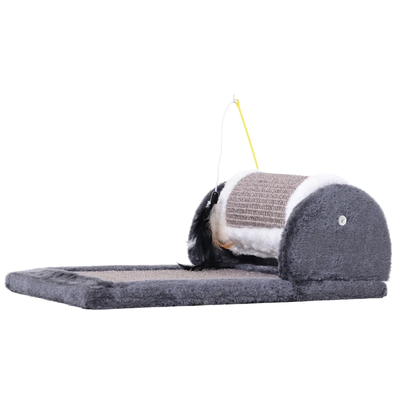 PawHut Cat Scratching Pad Board Mat Kitten Pet Play Toy Activity Center Scratcher Roller Perches Platform Grey