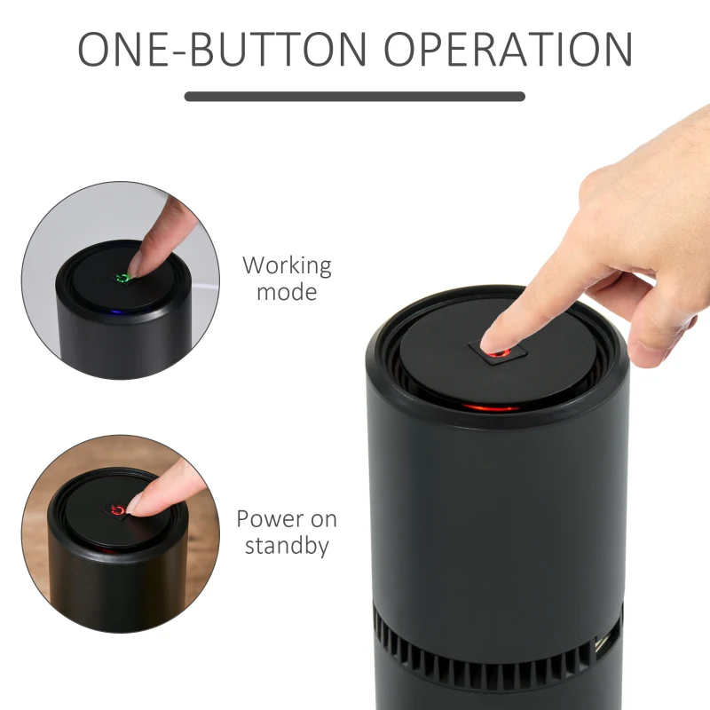 HOMCOM Portable Car Air Purifier, Low Noise Air Cleaner with 2 USB Port for Dust, Pollen, Smoke, Odor, Black