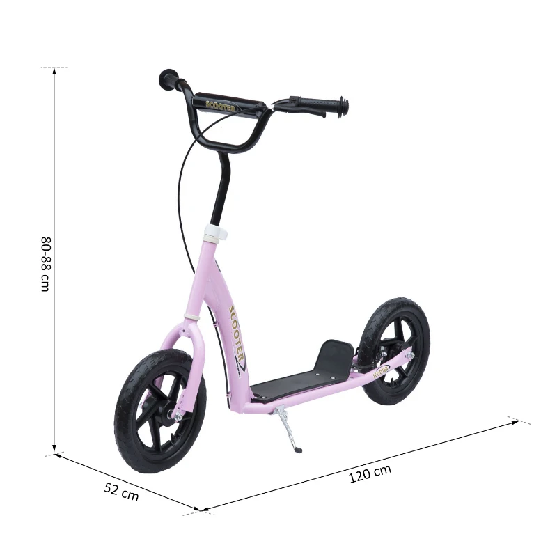 HOMCOM 12" Tyres Teen Push Stunt Bicycle Ride On Scooter-Pink