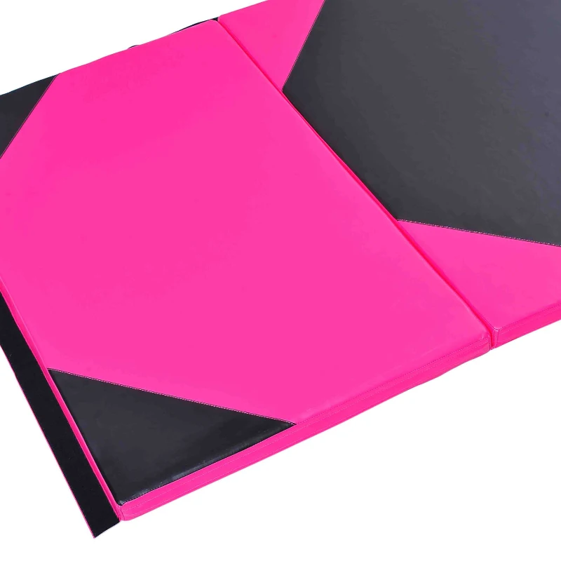 HOMCOM Folding Yoga Mat, 5 cm Thick-Pink/Black