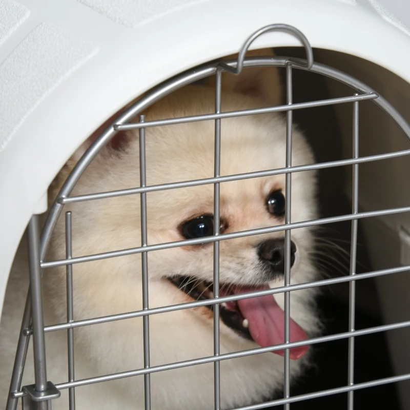 PawHut Plastic Igloo Dog House Puppy Kennel Pet Shelter with Windows for Small Sized Dogs Easy to Clean White