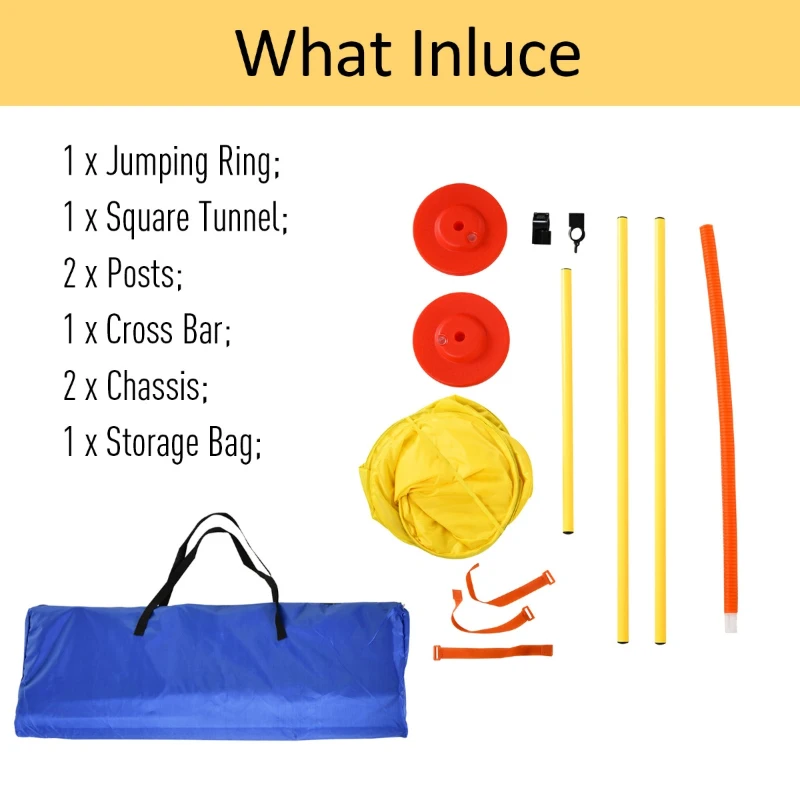 PawHut Dogs Plastic Beginners 2-Course Agility Set Yellow