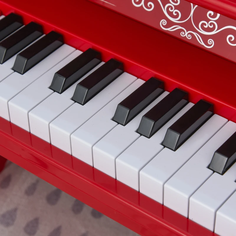 HOMCOM Kids 25-Key ABS Pretend Play Grand Piano Red