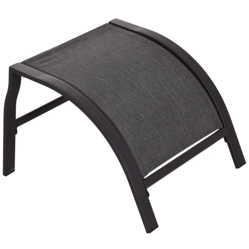 Outsunny 5 PCs Garden Patio Outdoor Sun Lounger Set 2 Chairs with Footrest and Coffee Table Adjustable Recliner Balcony Terrace Reclining Black