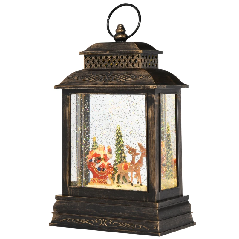 HOMCOM Metal Light-Up Musical Santa Sleigh Christmas Lantern