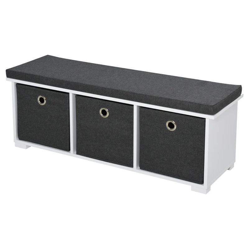 HOMCOM MDF 3-Drawer Shoe Storage Bench White/Grey