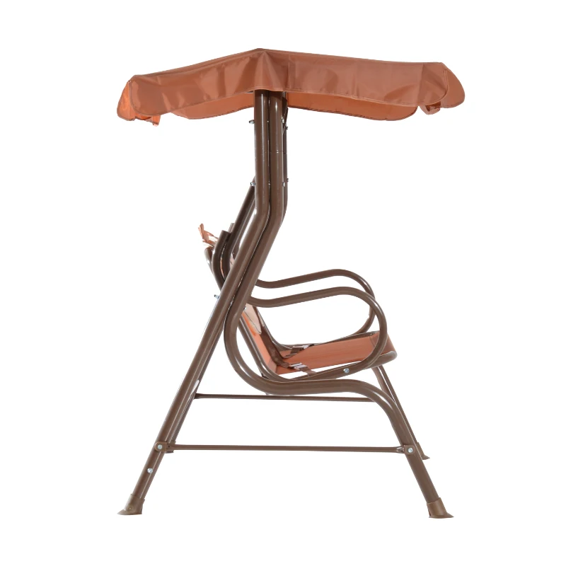 HOMCOM 2-seat Metal Kids Swing Chair-Brown