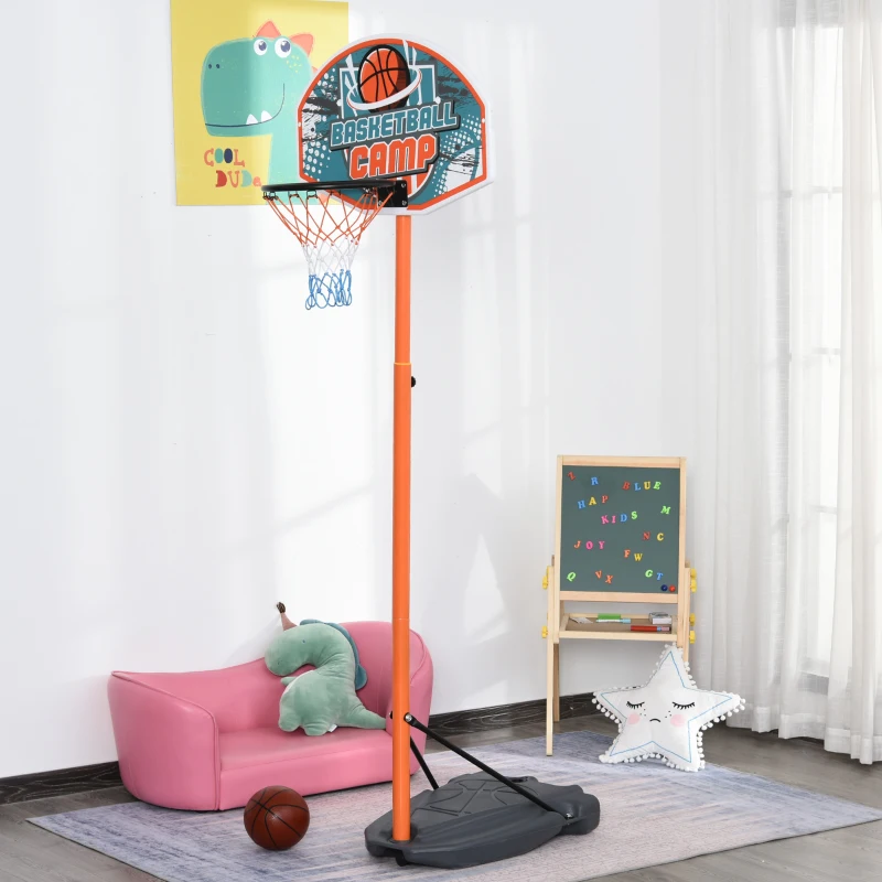 HOMCOM Kids Basketball Hoop and Stand Portable Basketball Stand Set w/ Ball Pump Netting Backboard Adjustable Height from 180 cm to 230 cm