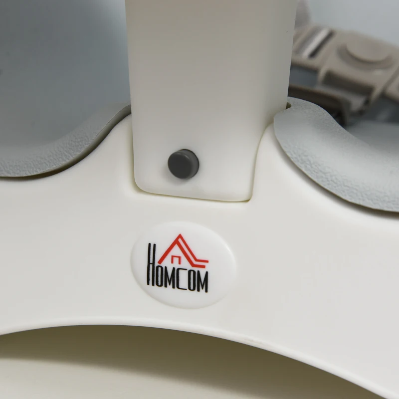 HOMCOM Baby Booster Seat for Dining Portable Toddler Feeding Chair  w/ 3 Point Harness Strap Height Adjustable Removable Cushion Detachable Tray Non-Slip Feet Grey