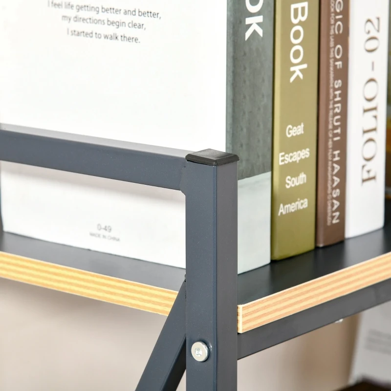 HOMCOM Industrial 4-Tier Bookcase Storage Organizer, Display Rack Open Floor Standing Shelving Unit with Metal Frame for Home Office Study, Blue