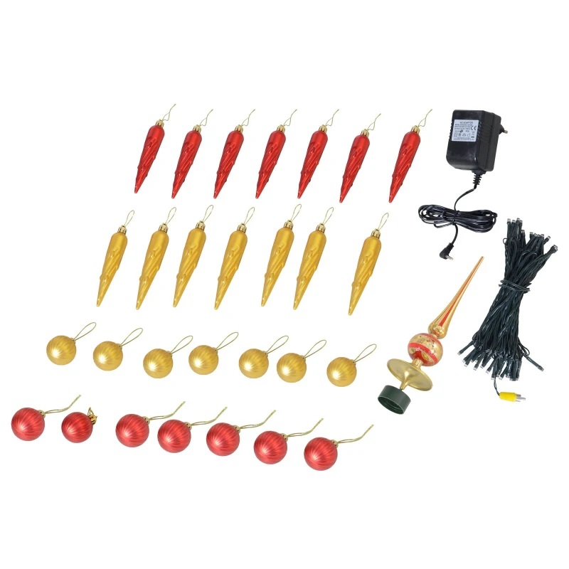 HOMCOM Snow Fall Artificial Christmas Tree w/ Musical Umbrella Base & Ornaments