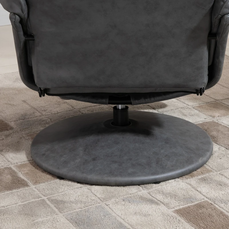 HOMCOM Swivel Recliner Chair Armchair Sofa with Footrest Padded Armrest 4-level Adjustable Backrest, Microfiber, Dark Grey
