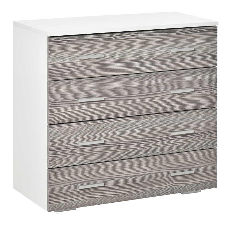 HOMCOM Chest of Drawers, 4 Drawer Dresser, Storage Organizer Unit for Bedroom, Living Room, Grey