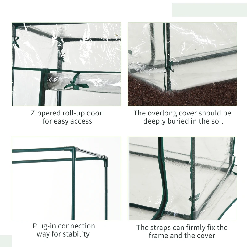 Outsunny Tomato Greenhouse with Roll-up Door, Mini Greenhouse with PVC Cover, Outdoor Grow House Small Green House for Yard, Balcony, Garden, 100 x 50 x 150cm, Clear