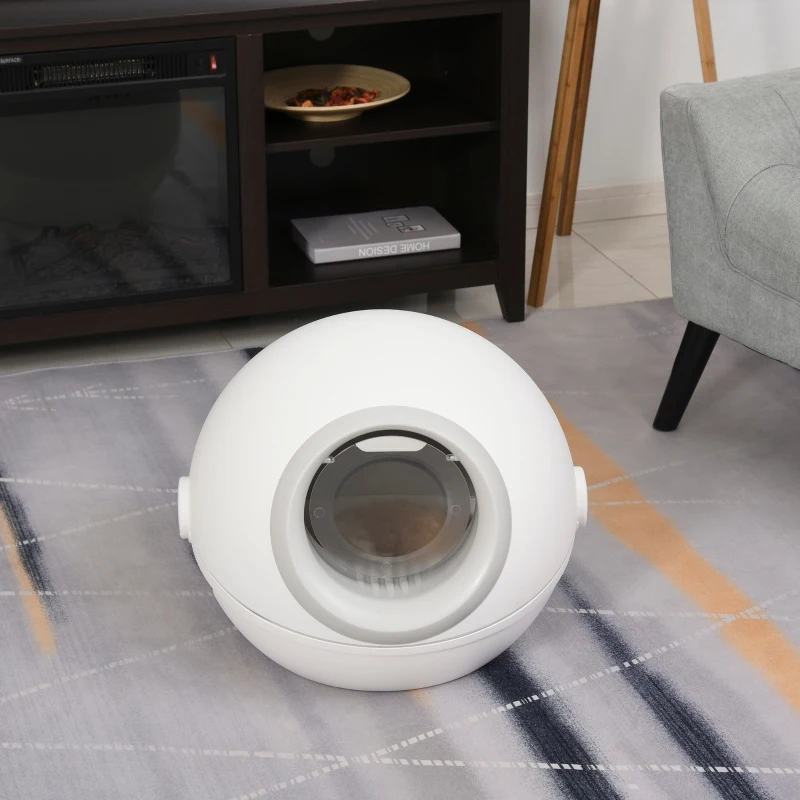 PawHut Cats Enclosed Plastic Litter Box Dome White