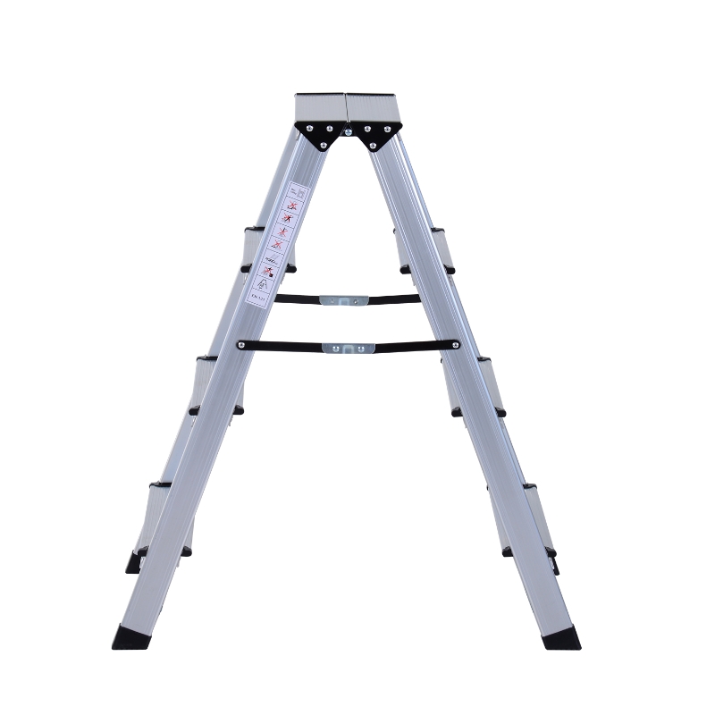 HOMCOM Aluminium Alloy Double-Sided Folding 4-Step Ladder Silver
