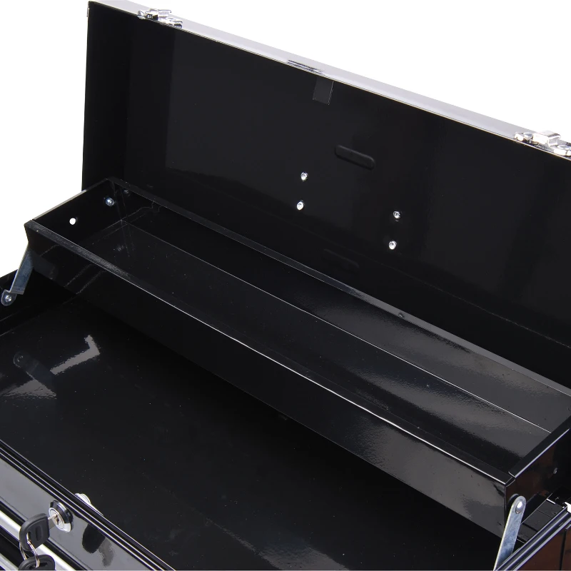 HOMCOM 3-Drawer Tool Chest Box Storage Organiser Cabinet Heavy Duty Portable Toolbox w/ Handle Black