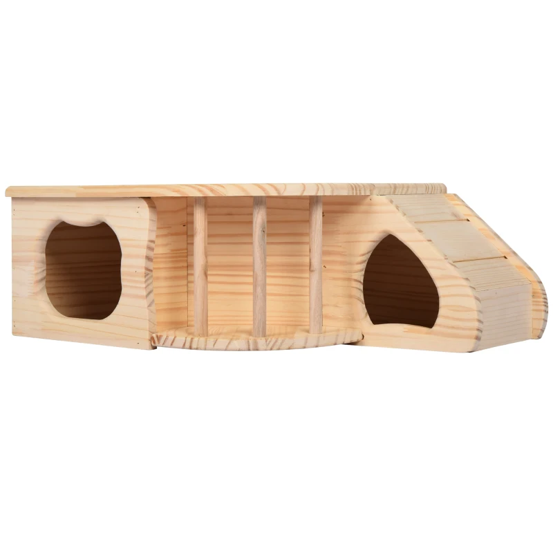 PawHut Guinea Pigs Small Fir Wood Shelter House