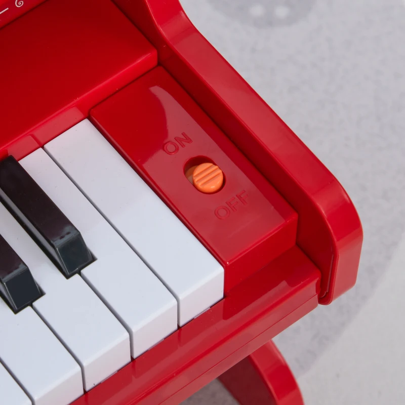 HOMCOM Kids 25-Key ABS Pretend Play Grand Piano Red