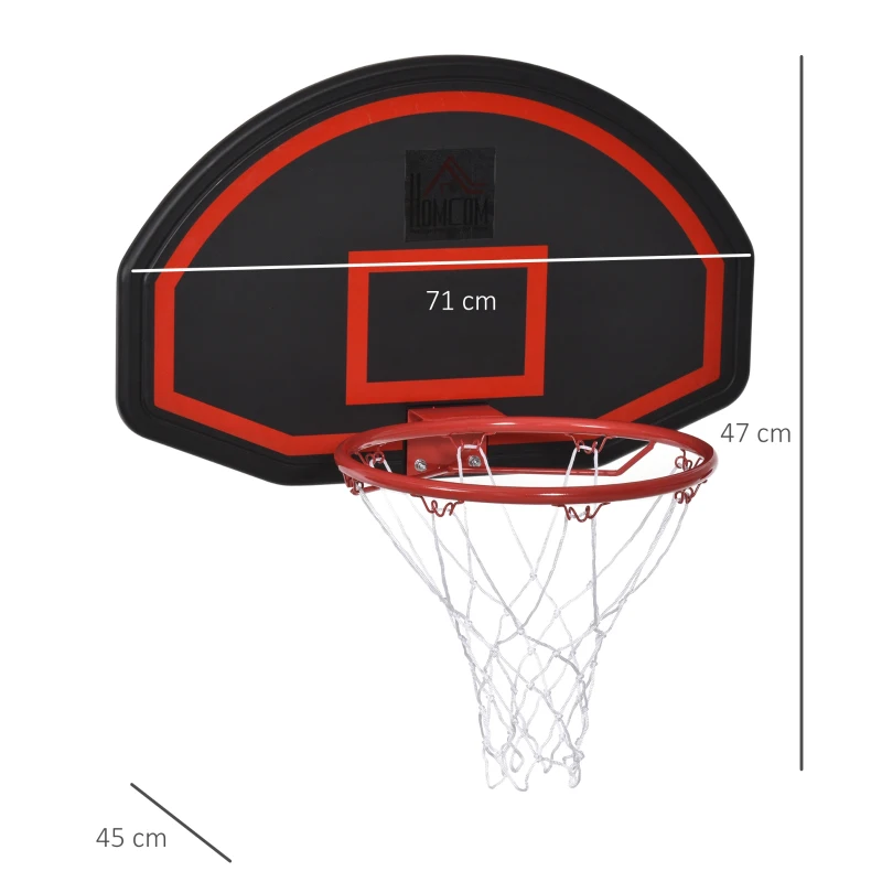HOMCOM Basketball Hoop Backboard and Red Rim Combo Kit w/ PE Net for Teenagers and Adults Door Wall Room