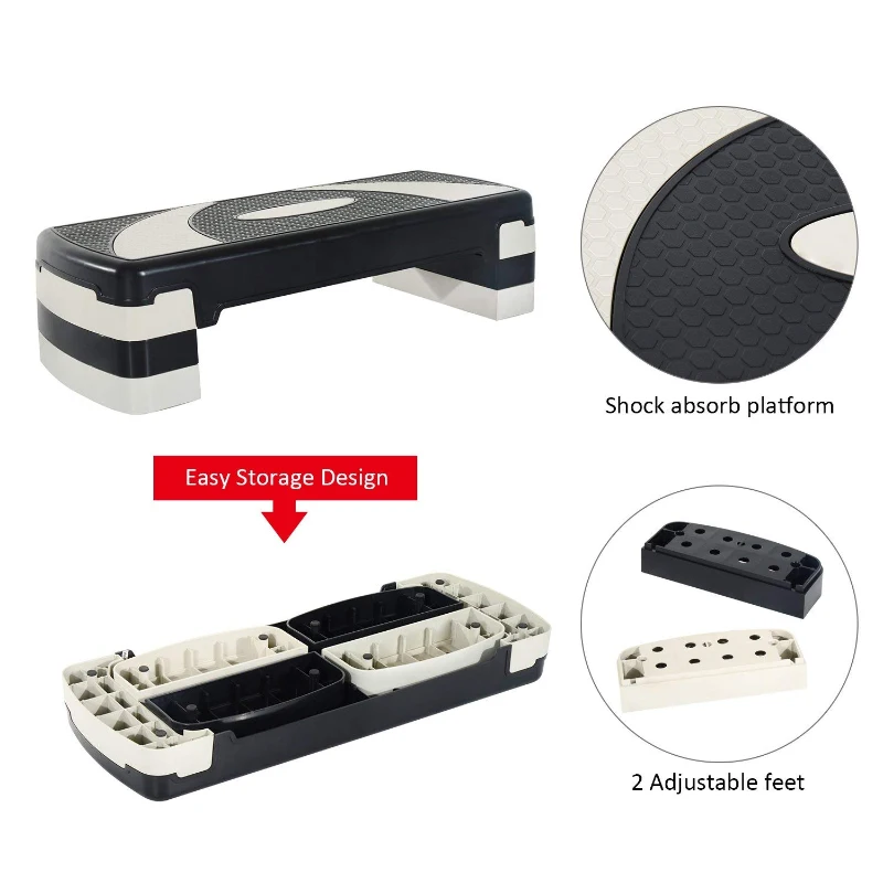 HOMCOM Plastic 3-Level Aerobic Stepper Training Block Black