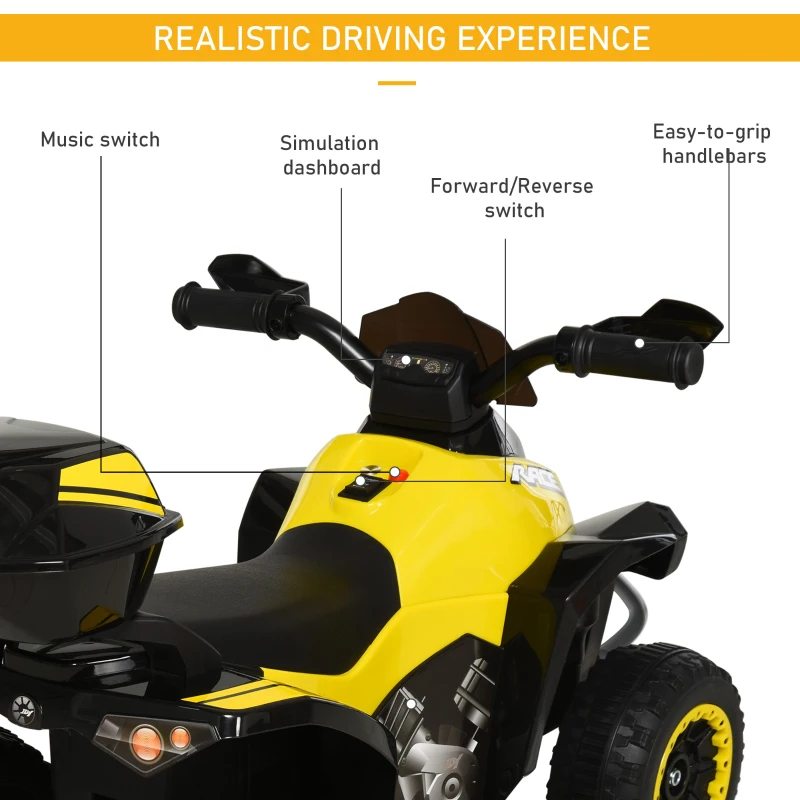 HOMCOM Kids Battery Powered Plastic Ride On Quad Bike Yellow