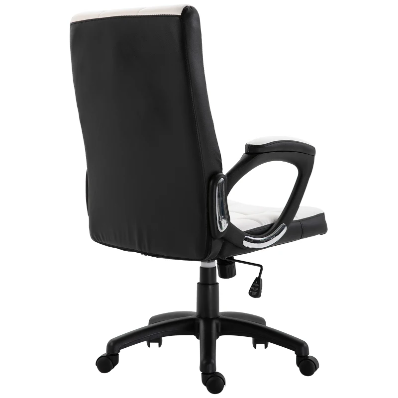 Vinsetto Office Chair Desk Computer Chair W/PU Leather Sponge Nylon, 65.5W x 69D x 109-118Hcm-White/Black
