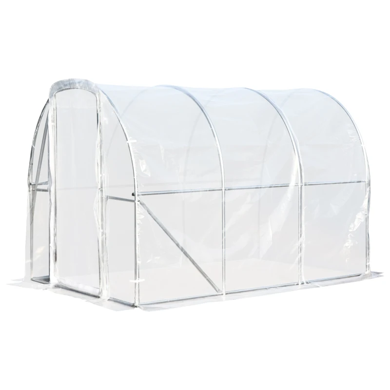 Outsunny Walk-in Polytunnel Greenhouse Garden Planting Shed Clear PE Cover 25mm Diameter Galvanised Steel Frame, 3L x 2W x 2Hm