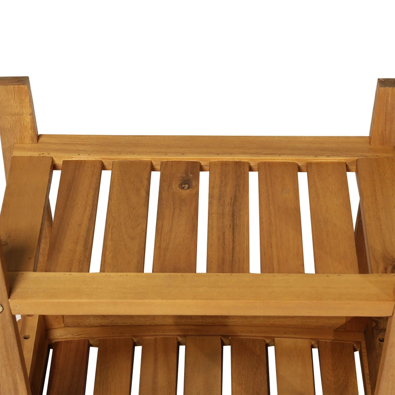 HOMCOM Acacia Wood Bathroom Shower Spa Sauna Stool Bench w/ Shelf Elderly Bath Assistance Seat Teak Colour