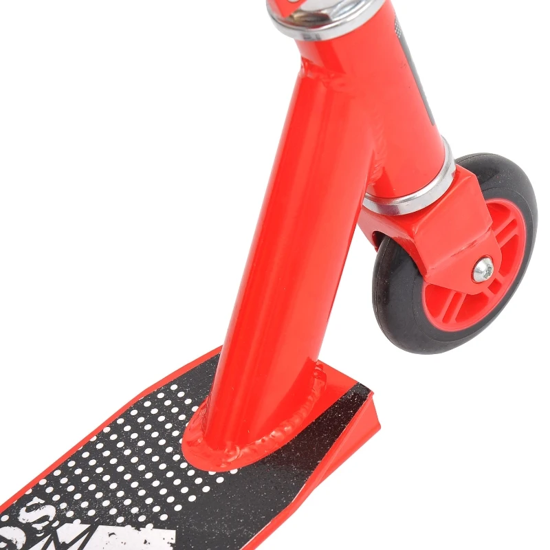 HOMCOM Outdoor Push Stunt Scooter 2 Wheels Fixed Bar 360° Street Commuter Street Push Scooter For Adult Teen Urban Scooter Red