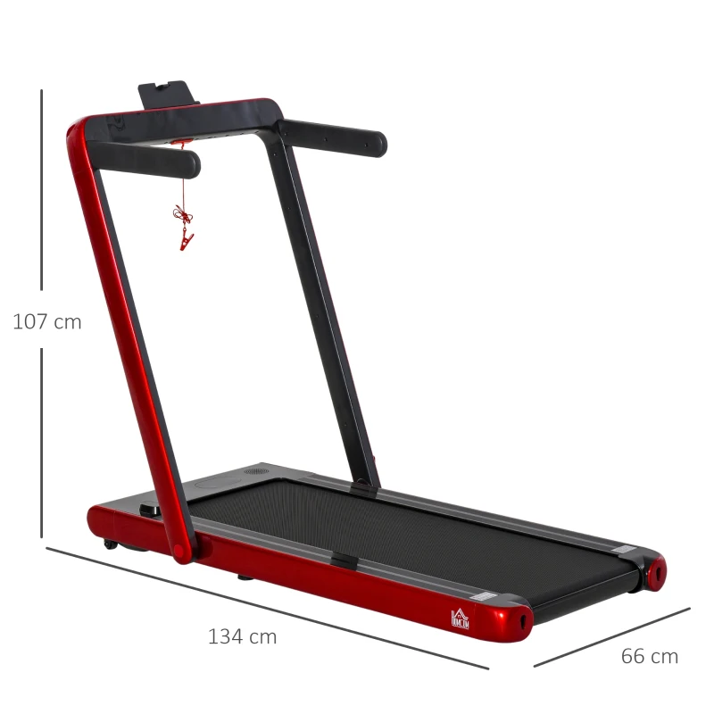 HOMCOM 2.25HP Electric Folding Treadmill, 2-In-1 Running Walking Jogging Machine, with LED Display, Remote Control for Home Office Use, Red