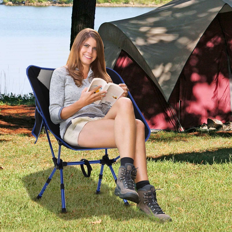 Outsunny Aluminium Frame Folding Oversized Camping Chair Black
